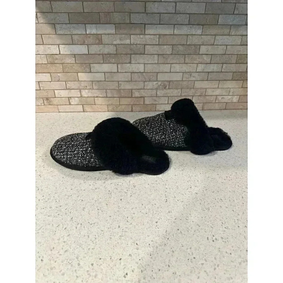 UGG Women's SCUFFETTE II FRILL‎ Scuff Slipper Shoe BLACK  120 - Picture 4 of 5